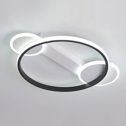 Outer Glow Hoop Silica Gel Ceiling Fixture Simple Black-White 16.5"/20.5" Dia LED Flush Mount Light in Warm/White Light Clearhalo 'Ceiling Lights' 'Close To Ceiling Lights' 'Close to ceiling' 'Flush mount' Lighting' 1457345