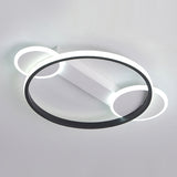 Outer Glow Hoop Silica Gel Ceiling Fixture Simple Black-White 16.5"/20.5" Dia LED Flush Mount Light in Warm/White Light Clearhalo 'Ceiling Lights' 'Close To Ceiling Lights' 'Close to ceiling' 'Flush mount' Lighting' 1457345
