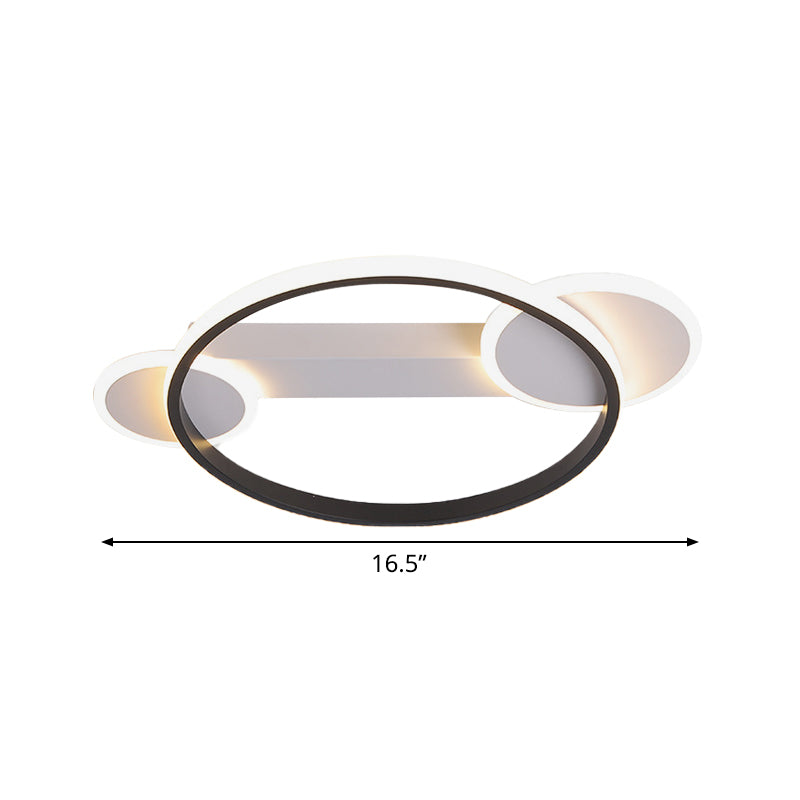 Outer Glow Hoop Silica Gel Ceiling Fixture Simple Black-White 16.5"/20.5" Dia LED Flush Mount Light in Warm/White Light Clearhalo 'Ceiling Lights' 'Close To Ceiling Lights' 'Close to ceiling' 'Flush mount' Lighting' 1457346
