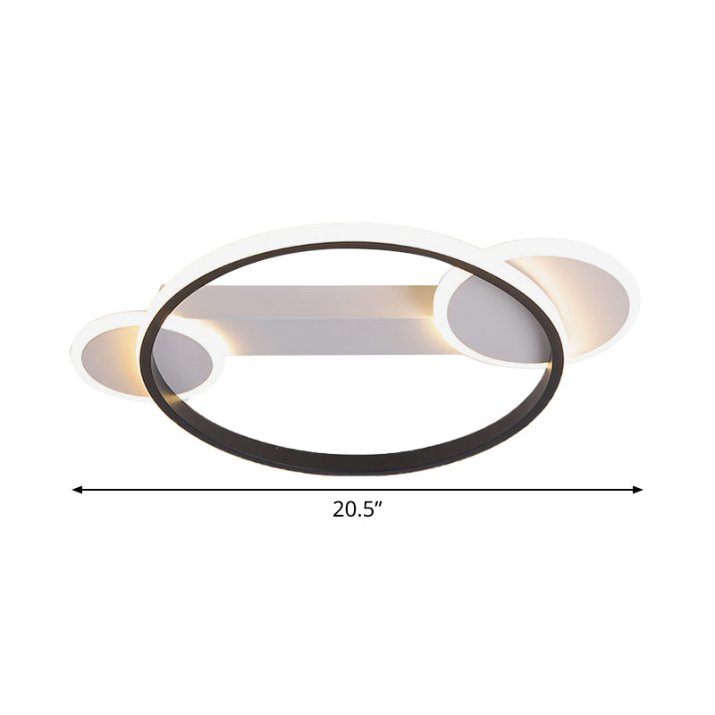 Outer Glow Hoop Silica Gel Ceiling Fixture Simple Black-White 16.5"/20.5" Dia LED Flush Mount Light in Warm/White Light Clearhalo 'Ceiling Lights' 'Close To Ceiling Lights' 'Close to ceiling' 'Flush mount' Lighting' 1457347