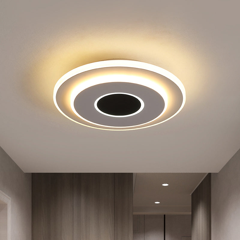 Nordic Mini Square/Round Thin Flushmount Acrylic Corridor LED Ceiling Lighting in Warm/White Light, Black-White Clearhalo 'Ceiling Lights' 'Close To Ceiling Lights' 'Close to ceiling' 'Flush mount' Lighting' 1457348