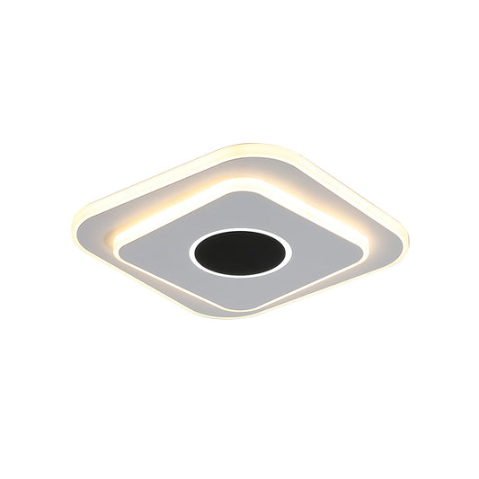 Nordic Mini Square/Round Thin Flushmount Acrylic Corridor LED Ceiling Lighting in Warm/White Light, Black-White Clearhalo 'Ceiling Lights' 'Close To Ceiling Lights' 'Close to ceiling' 'Flush mount' Lighting' 1457355