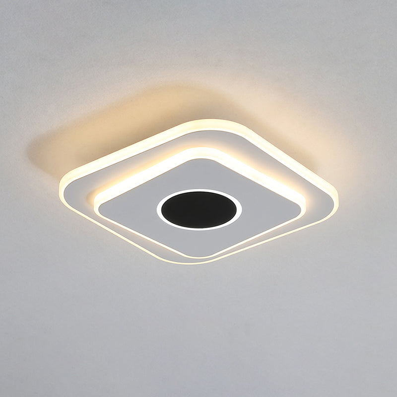 Nordic Mini Square/Round Thin Flushmount Acrylic Corridor LED Ceiling Lighting in Warm/White Light, Black-White Clearhalo 'Ceiling Lights' 'Close To Ceiling Lights' 'Close to ceiling' 'Flush mount' Lighting' 1457356