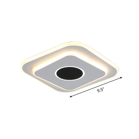 Nordic Mini Square/Round Thin Flushmount Acrylic Corridor LED Ceiling Lighting in Warm/White Light, Black-White Clearhalo 'Ceiling Lights' 'Close To Ceiling Lights' 'Close to ceiling' 'Flush mount' Lighting' 1457357