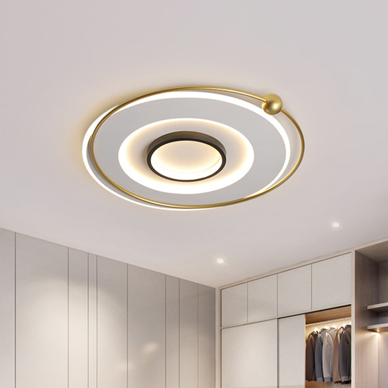 Circular Thin Acrylic Flush Light Ultra-Modern Black and Gold LED Ceiling Lamp in Warm/White Light, 16.5"/22" Width Clearhalo 'Ceiling Lights' 'Close To Ceiling Lights' 'Close to ceiling' 'Flush mount' Lighting' 1457358