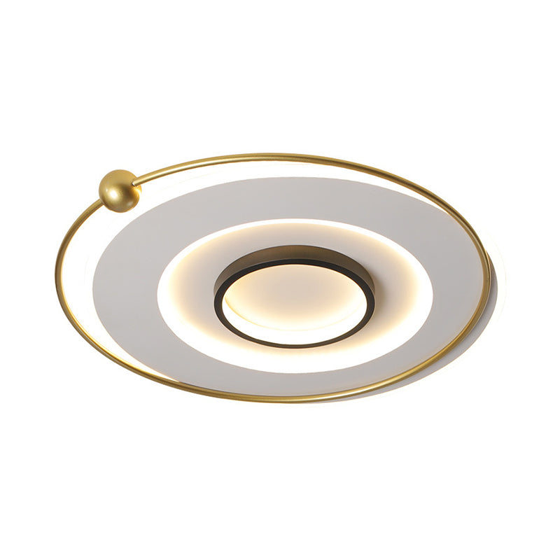 Circular Thin Acrylic Flush Light Ultra-Modern Black and Gold LED Ceiling Lamp in Warm/White Light, 16.5"/22" Width Clearhalo 'Ceiling Lights' 'Close To Ceiling Lights' 'Close to ceiling' 'Flush mount' Lighting' 1457360