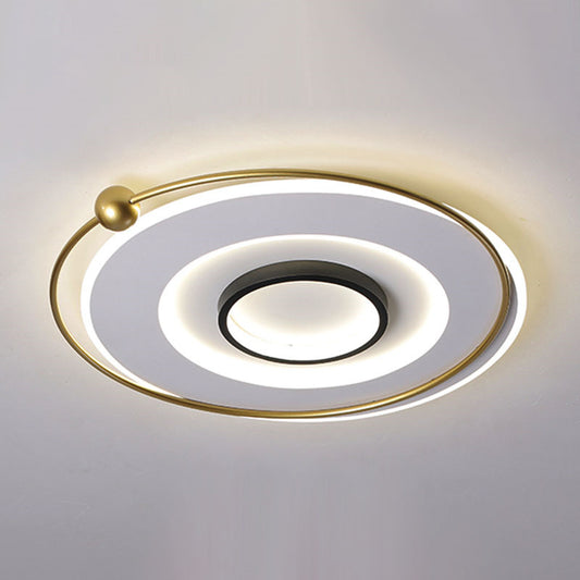 Circular Thin Acrylic Flush Light Ultra-Modern Black and Gold LED Ceiling Lamp in Warm/White Light, 16.5"/22" Width Clearhalo 'Ceiling Lights' 'Close To Ceiling Lights' 'Close to ceiling' 'Flush mount' Lighting' 1457361