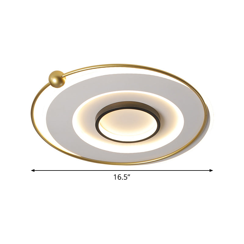 Circular Thin Acrylic Flush Light Ultra-Modern Black and Gold LED Ceiling Lamp in Warm/White Light, 16.5"/22" Width Clearhalo 'Ceiling Lights' 'Close To Ceiling Lights' 'Close to ceiling' 'Flush mount' Lighting' 1457362