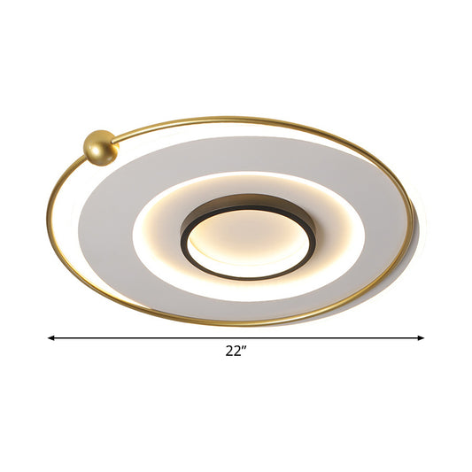 Circular Thin Acrylic Flush Light Ultra-Modern Black and Gold LED Ceiling Lamp in Warm/White Light, 16.5"/22" Width Clearhalo 'Ceiling Lights' 'Close To Ceiling Lights' 'Close to ceiling' 'Flush mount' Lighting' 1457363