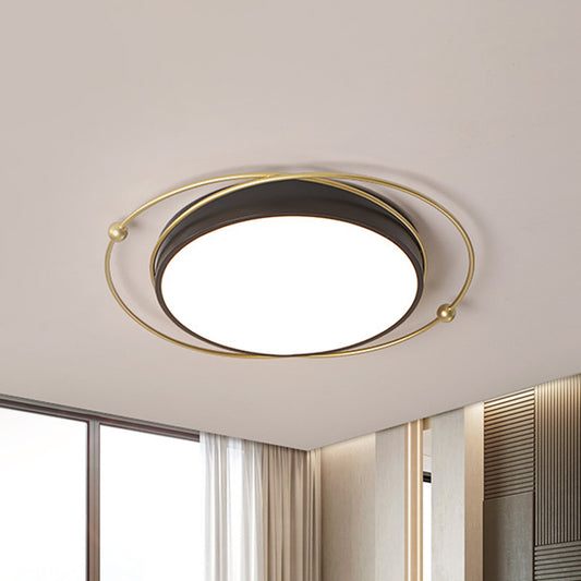Postmodern Orbital Metallic Flush Mount 16"/19.5" Wide LED Ceiling Lighting Fixture in Black-Gold, Warm/White Light Clearhalo 'Ceiling Lights' 'Close To Ceiling Lights' 'Close to ceiling' 'Flush mount' Lighting' 1457364