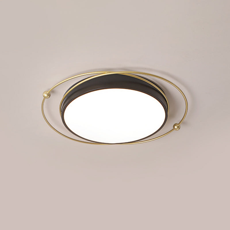 Postmodern Orbital Metallic Flush Mount 16"/19.5" Wide LED Ceiling Lighting Fixture in Black-Gold, Warm/White Light Clearhalo 'Ceiling Lights' 'Close To Ceiling Lights' 'Close to ceiling' 'Flush mount' Lighting' 1457367