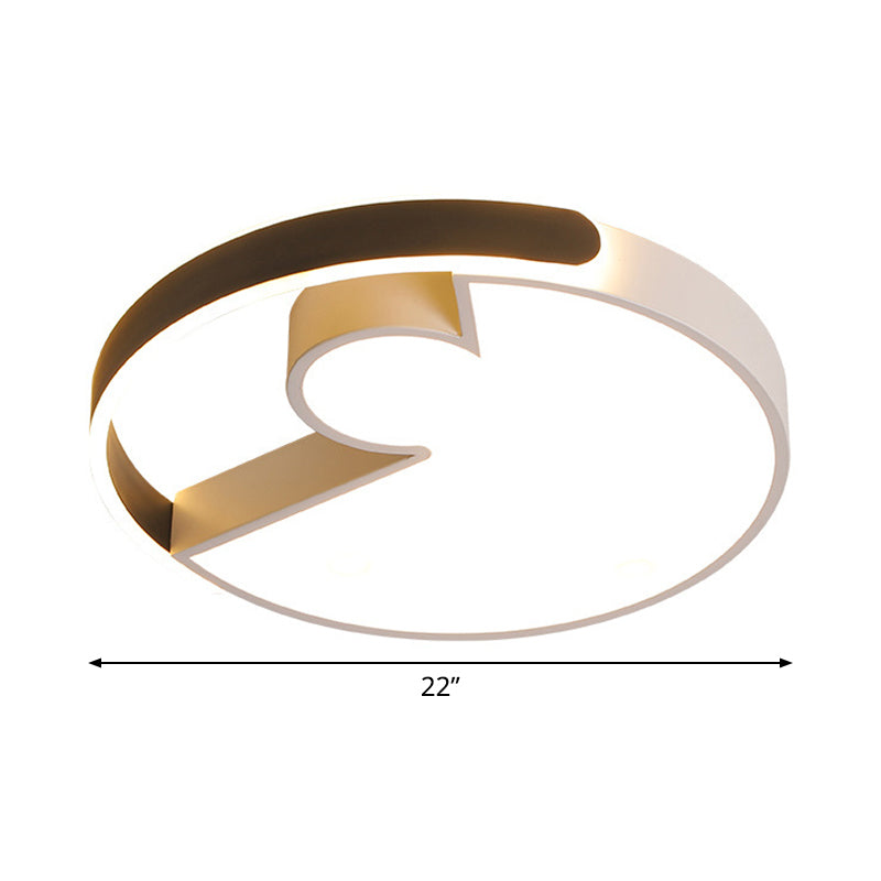 Modern Rounded Splicing Ceiling Flush Acrylic Bedroom 18"/22" Dia LED Flush Mount Lighting in Warm/White Light, Black-White Clearhalo 'Ceiling Lights' 'Close To Ceiling Lights' 'Close to ceiling' 'Flush mount' Lighting' 1457375