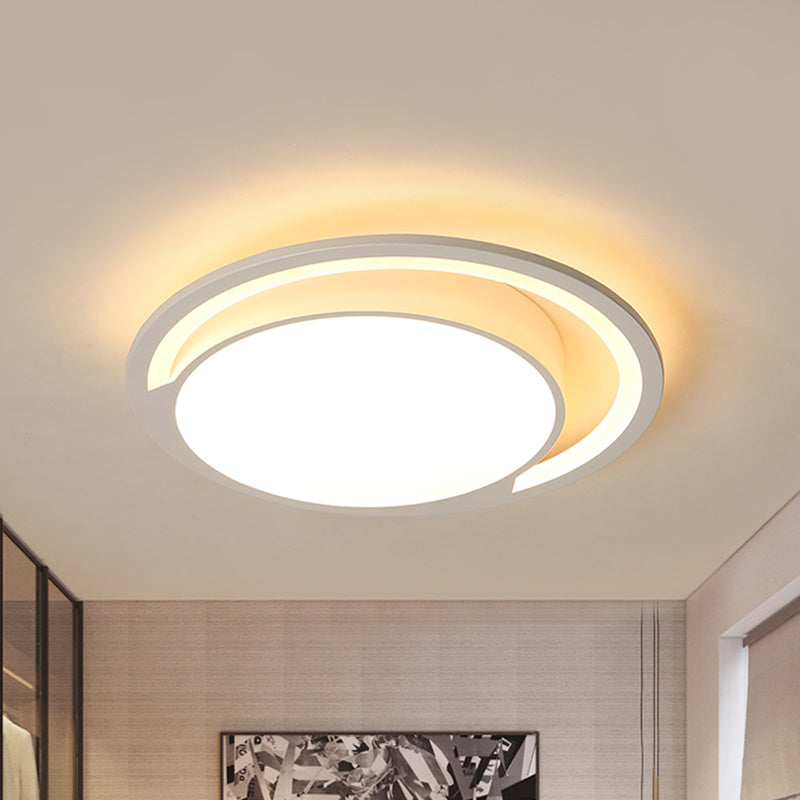 Acrylic Round Surface Ceiling Light Minimalism White 16"/19.5" Wide LED Flush-Mount Light Fixture with Handgrip Clearhalo 'Ceiling Lights' 'Close To Ceiling Lights' 'Close to ceiling' 'Flush mount' Lighting' 1457382