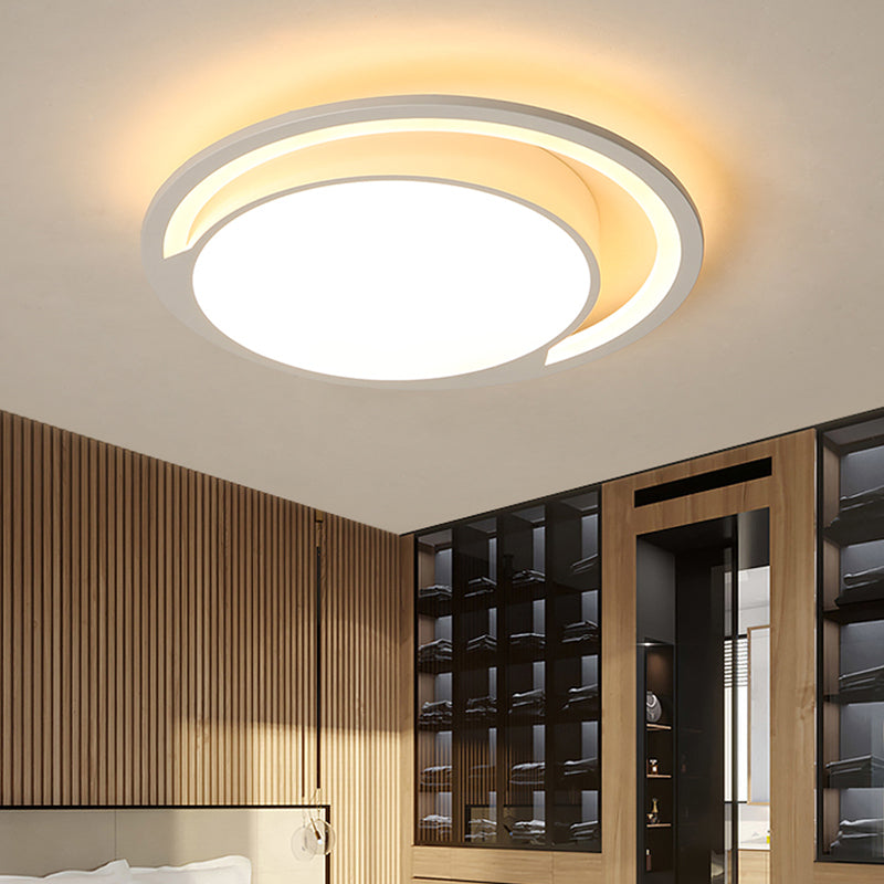 Acrylic Round Surface Ceiling Light Minimalism White 16"/19.5" Wide LED Flush-Mount Light Fixture with Handgrip White Clearhalo 'Ceiling Lights' 'Close To Ceiling Lights' 'Close to ceiling' 'Flush mount' Lighting' 1457383