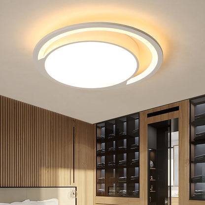 Acrylic Round Surface Ceiling Light Minimalism White 16"/19.5" Wide LED Flush-Mount Light Fixture with Handgrip White Clearhalo 'Ceiling Lights' 'Close To Ceiling Lights' 'Close to ceiling' 'Flush mount' Lighting' 1457383