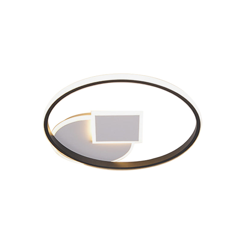 Geometrical Thin Acrylic Flush Mount Modern Black-White 16.5"/20.5" W LED Flushmount Ceiling Lamp in Warm/White Light for Dorm Clearhalo 'Ceiling Lights' 'Close To Ceiling Lights' 'Close to ceiling' 'Flush mount' Lighting' 1457391