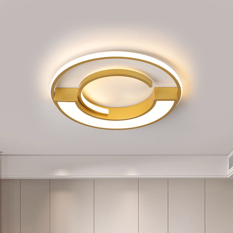 Aluminum Circular Splicing Ceiling Lamp Contemporary Gold Finish 16.5"/20.5" Dia LED Flushmount Lighting in Warm/White Light Gold Clearhalo 'Ceiling Lights' 'Close To Ceiling Lights' 'Close to ceiling' 'Flush mount' Lighting' 1457406