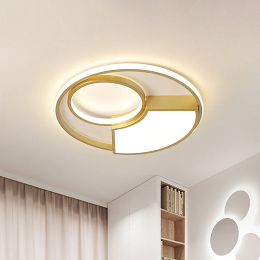 Geometrical Thin Acrylic Flush Light Simple Novelty Gold Finish LED Ceiling Mount Lighting in Warm/White Light, 18"/22" Width Clearhalo 'Ceiling Lights' 'Close To Ceiling Lights' 'Close to ceiling' 'Flush mount' Lighting' 1457417