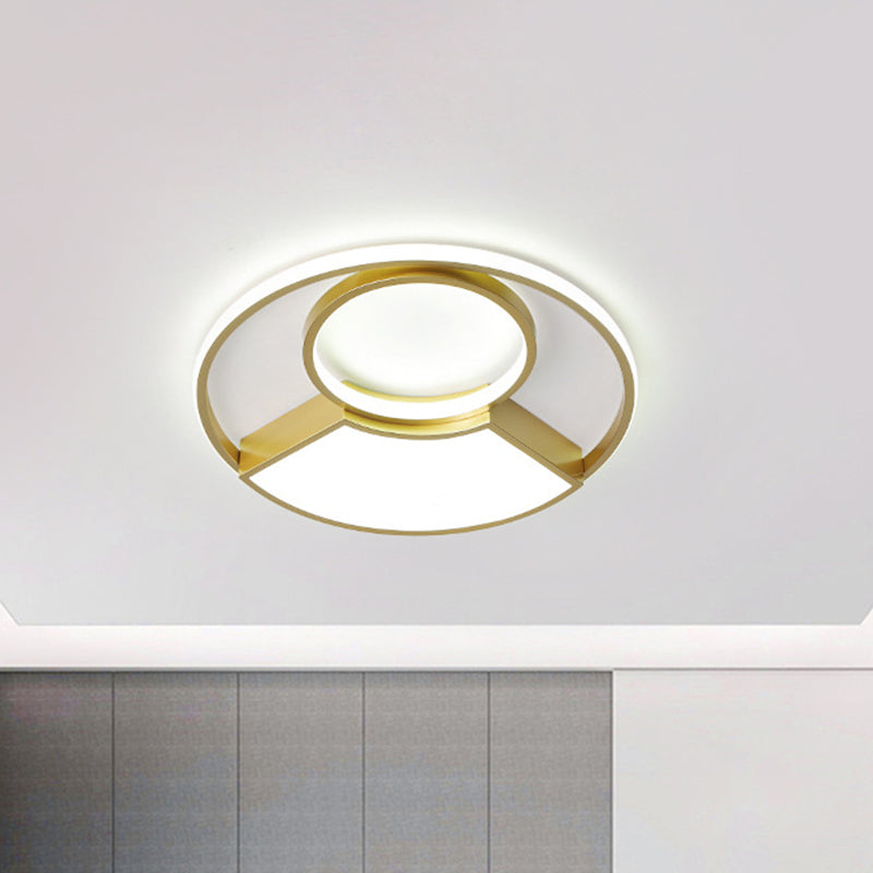 Geometrical Thin Acrylic Flush Light Simple Novelty Gold Finish LED Ceiling Mount Lighting in Warm/White Light, 18"/22" Width Gold Clearhalo 'Ceiling Lights' 'Close To Ceiling Lights' 'Close to ceiling' 'Flush mount' Lighting' 1457418