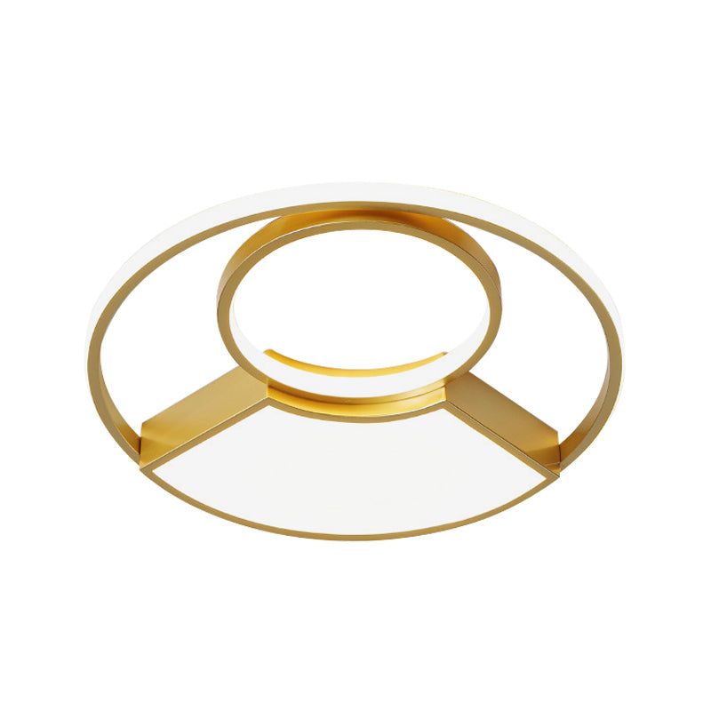 Geometrical Thin Acrylic Flush Light Simple Novelty Gold Finish LED Ceiling Mount Lighting in Warm/White Light, 18"/22" Width Clearhalo 'Ceiling Lights' 'Close To Ceiling Lights' 'Close to ceiling' 'Flush mount' Lighting' 1457419