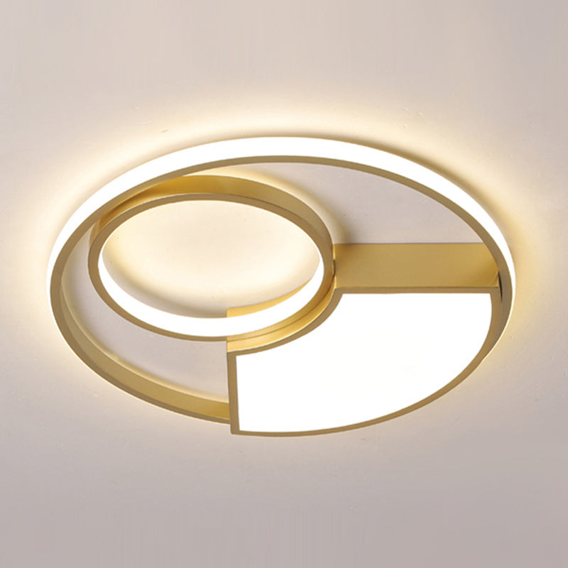 Geometrical Thin Acrylic Flush Light Simple Novelty Gold Finish LED Ceiling Mount Lighting in Warm/White Light, 18"/22" Width Clearhalo 'Ceiling Lights' 'Close To Ceiling Lights' 'Close to ceiling' 'Flush mount' Lighting' 1457420