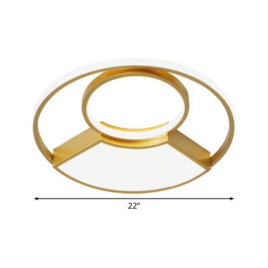 Geometrical Thin Acrylic Flush Light Simple Novelty Gold Finish LED Ceiling Mount Lighting in Warm/White Light, 18"/22" Width Clearhalo 'Ceiling Lights' 'Close To Ceiling Lights' 'Close to ceiling' 'Flush mount' Lighting' 1457422