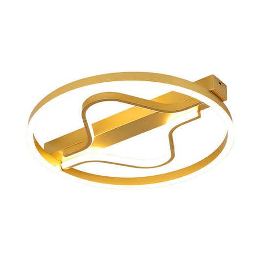 Aluminum Circle Flush Mount Light Modernist Gold 16"/19.5" Wide LED Surface Ceiling Lamp with Ripplet Central, Warm/White Light Clearhalo 'Ceiling Lights' 'Close To Ceiling Lights' 'Close to ceiling' 'Flush mount' Lighting' 1457425