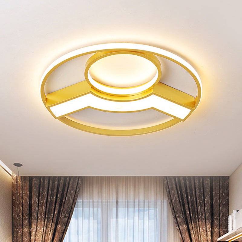 Golden Hoop LED Ceiling Light Modern Creative Acrylic Flush Mount Fixture in Warm/White Light, 16.5"/20.5" Diameter