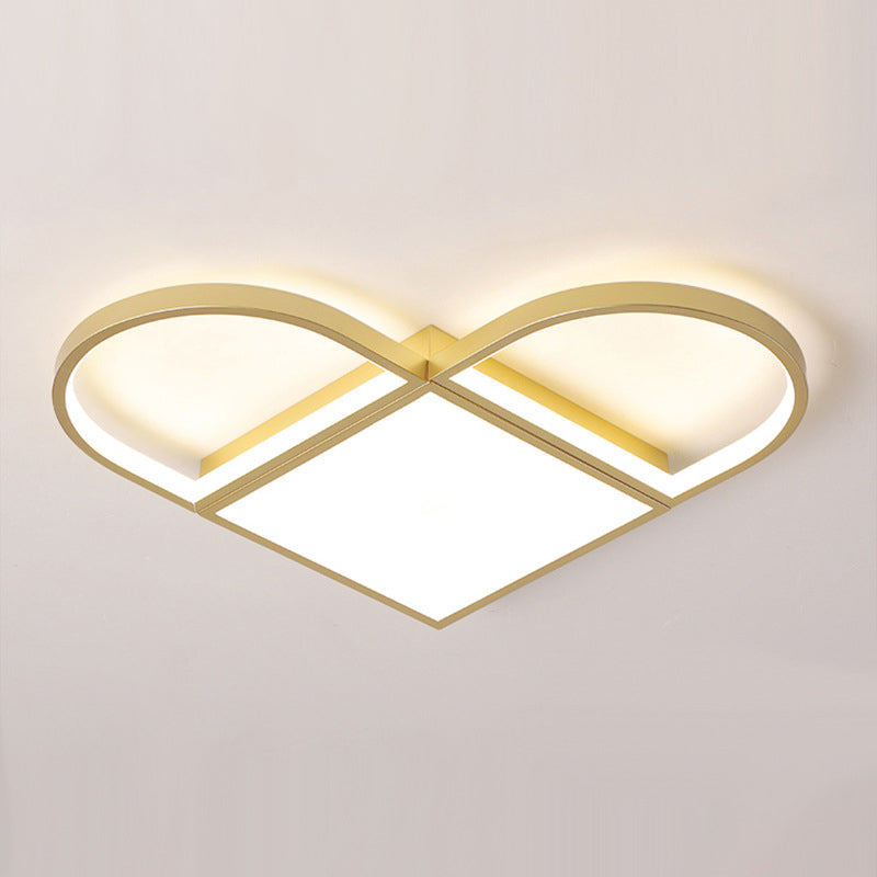 Love Shaped Thin Surface Ceiling Light Modernist Metal Loft House 16.5"/20.5" W LED Flush Mount Lighting in Gold, Warm/White Light - Clearhalo - 'Ceiling Lights' - 'Close To Ceiling Lights' - 'Close to ceiling' - 'Flush mount' - Lighting' - 1457462