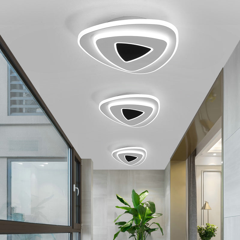Nordic LED Ceiling Flush Acrylic Black and White Stacked Triangle Flush Mount Recessed Lighting in Warm/White Light