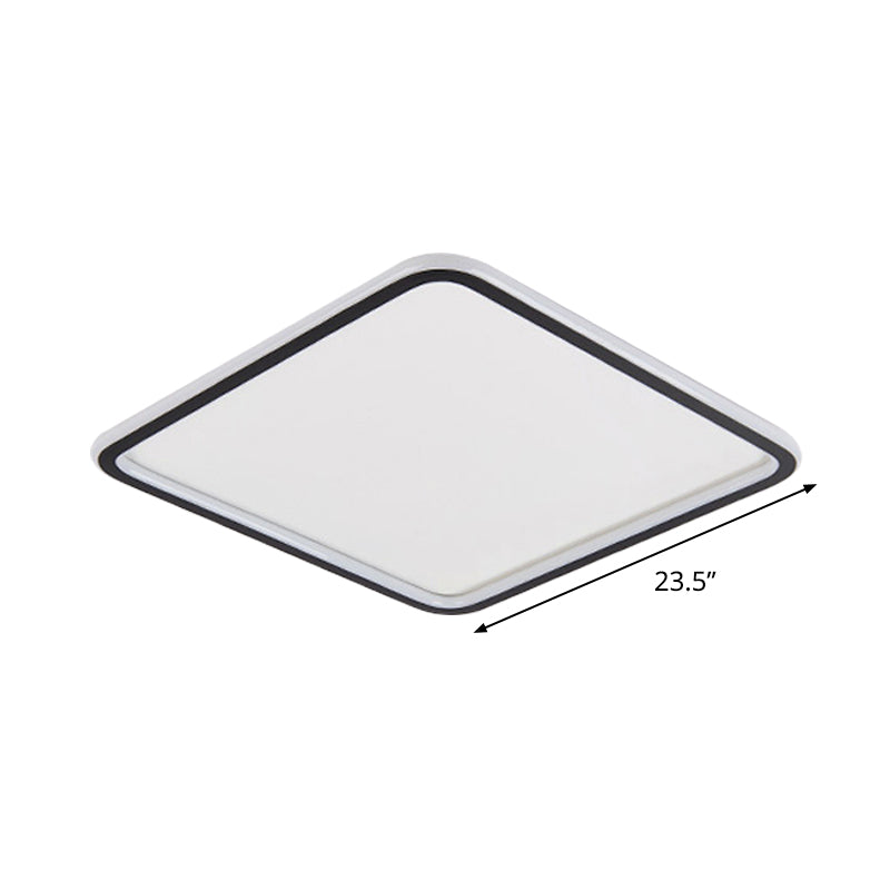 Extra Thin Squared Flush Mount Lamp Minimalist Aluminum Bedroom LED Ceiling Lighting in Black, 16/19.5/23.5 Inch Wide