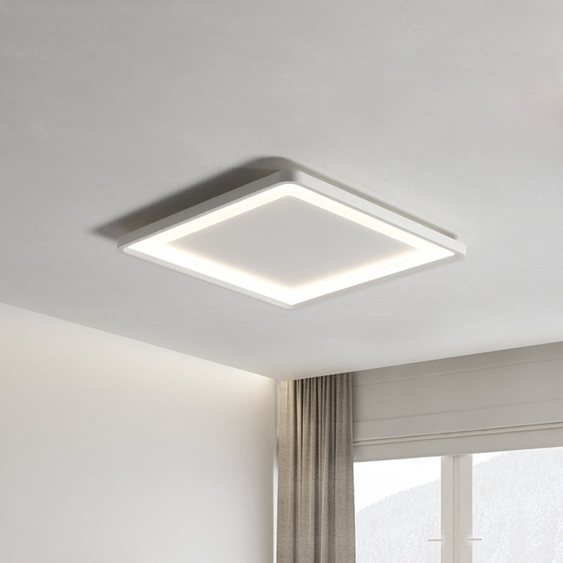 Super Thin Square Aluminum Flush Light Simplicity White 16"/19.5" Wide LED Ceiling Mount Fixture in Warm/White Light White Clearhalo 'Ceiling Lights' 'Close To Ceiling Lights' 'Close to ceiling' Lighting' 1457500