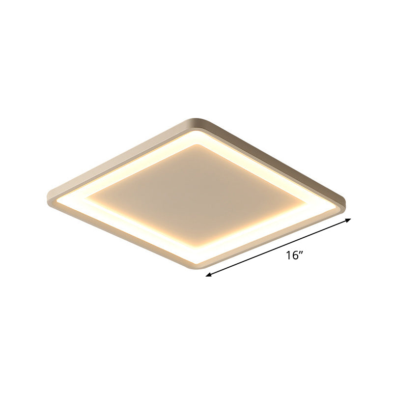 Super Thin Square Aluminum Flush Light Simplicity White 16"/19.5" Wide LED Ceiling Mount Fixture in Warm/White Light Clearhalo 'Ceiling Lights' 'Close To Ceiling Lights' 'Close to ceiling' Lighting' 1457503