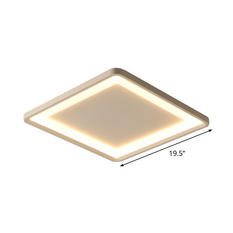 Super Thin Square Aluminum Flush Light Simplicity White 16"/19.5" Wide LED Ceiling Mount Fixture in Warm/White Light Clearhalo 'Ceiling Lights' 'Close To Ceiling Lights' 'Close to ceiling' Lighting' 1457504
