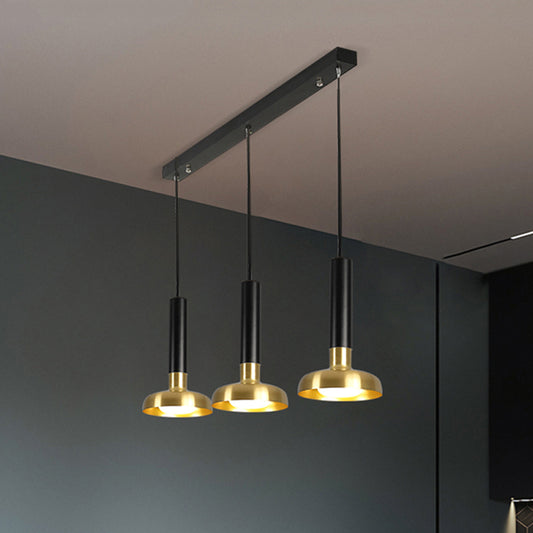 Mid Century Torch Multi-Pendant Metal 3-Light Kitchen Bar Suspension Light in White/Black-Gold Black-Gold Clearhalo 'Ceiling Lights' 'Modern Pendants' 'Modern' 'Pendant Lights' 'Pendants' Lighting' 1457597