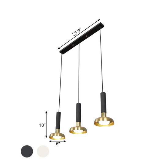 Mid Century Torch Multi-Pendant Metal 3-Light Kitchen Bar Suspension Light in White/Black-Gold Clearhalo 'Ceiling Lights' 'Modern Pendants' 'Modern' 'Pendant Lights' 'Pendants' Lighting' 1457601