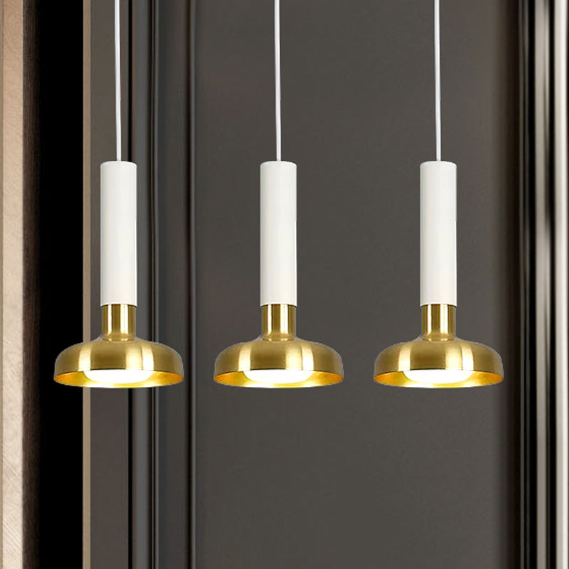 Mid Century Torch Multi-Pendant Metal 3-Light Kitchen Bar Suspension Light in White/Black-Gold White-Gold Clearhalo 'Ceiling Lights' 'Modern Pendants' 'Modern' 'Pendant Lights' 'Pendants' Lighting' 1457602