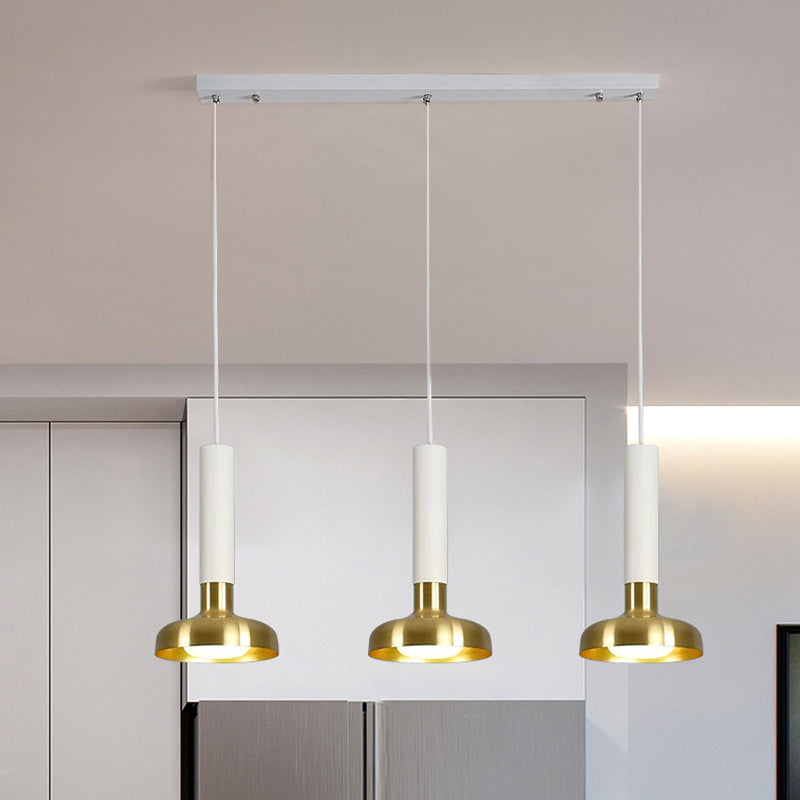Mid Century Torch Multi-Pendant Metal 3-Light Kitchen Bar Suspension Light in White/Black-Gold Clearhalo 'Ceiling Lights' 'Modern Pendants' 'Modern' 'Pendant Lights' 'Pendants' Lighting' 1457603