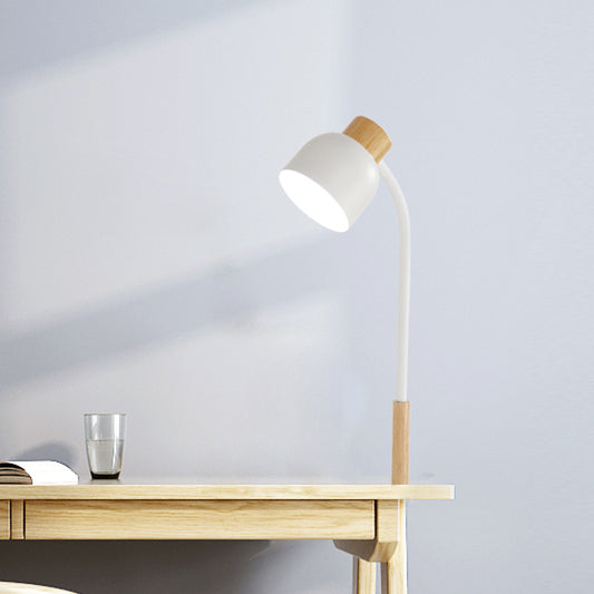 Bowl Shade Studio Clamp Desk Lamp Iron 1-Light Nordic Style Task Light in Green/White and Wood with Flexible Arm Clearhalo 'Lamps' 'Table Lamps' Lighting' 1457608
