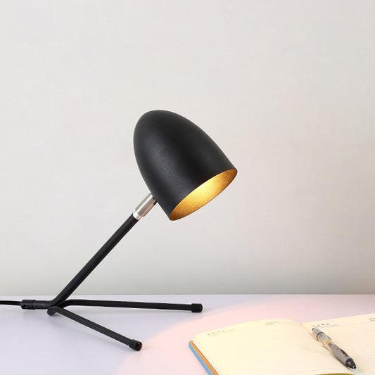 Bullet Head Rotatable Task Lighting Nordic Metal Single Silver Grey/Black Desk Lamp with Oblique Design Black Clearhalo 'Lamps' 'Table Lamps' Lighting' 1457647