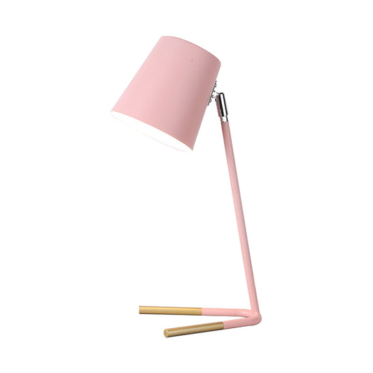 Pink/Green Tapered Nightstand Light Macaron 1 Head Iron Table Lighting with Swivelable Design and Fork Base Clearhalo 'Lamps' 'Table Lamps' Lighting' 1457654