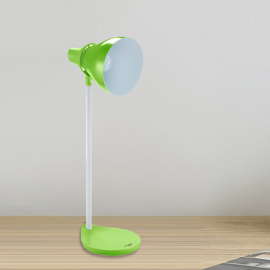 Horn Shade Bendable Reading Lamp Macaron Iron 1 Head Pink/Green Desk Light with Embedded On Off Switch Green Clearhalo 'Lamps' 'Table Lamps' Lighting' 1457683