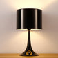 Candlestick Desk Lamp Minimalist Aluminum Single Black/White Reading Light with Drum Shade, 12"/16" Width Black Clearhalo 'Lamps' 'Table Lamps' Lighting' 1457712