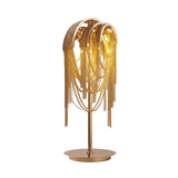 Mid Century Tassel Chain Night Lamp Aluminum 1 Bulb Bedside Table Lighting in Gold Clearhalo 'Lamps' 'Table Lamps' Lighting' 1457734
