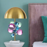 Colored Crystal Bubble Table Lamp Mid Century Creative 1-Light Nightstand Light with Gold Dome Lampshade Gold Clearhalo 'Lamps' 'Table Lamps' Lighting' 1457746