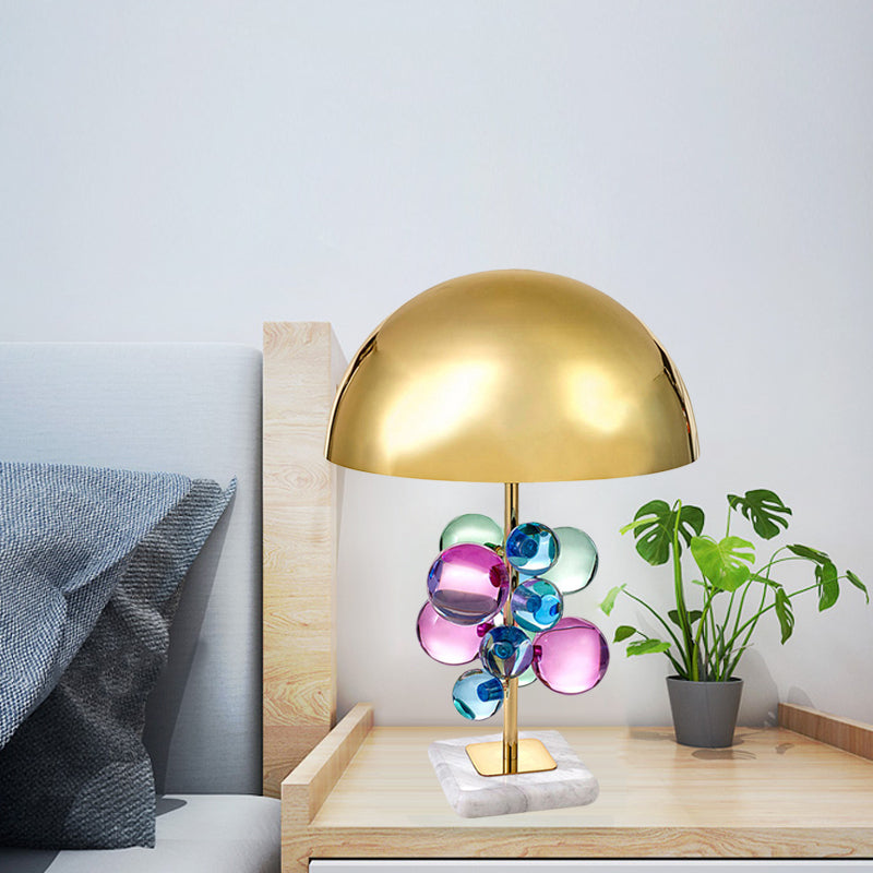 Colored Crystal Bubble Table Lamp Mid Century Creative 1-Light Nightstand Light with Gold Dome Lampshade Clearhalo 'Lamps' 'Table Lamps' Lighting' 1457747