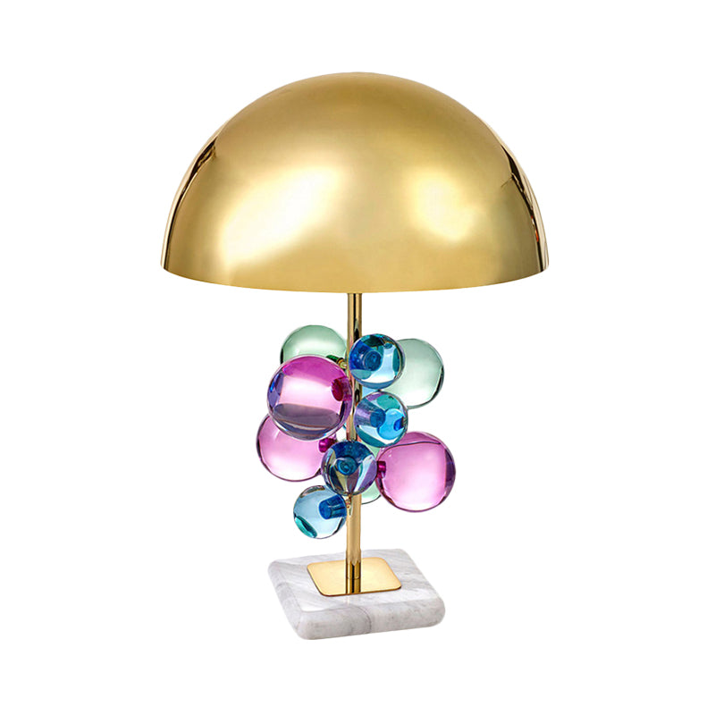 Colored Crystal Bubble Table Lamp Mid Century Creative 1-Light Nightstand Light with Gold Dome Lampshade Clearhalo 'Lamps' 'Table Lamps' Lighting' 1457749