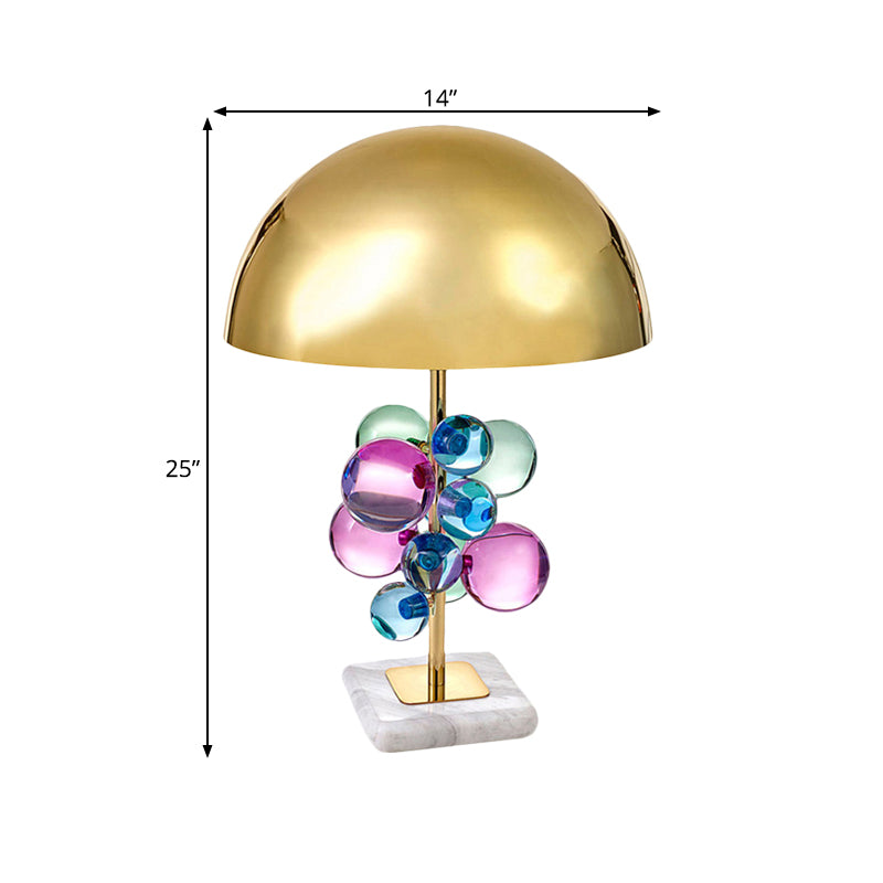 Colored Crystal Bubble Table Lamp Mid Century Creative 1-Light Nightstand Light with Gold Dome Lampshade Clearhalo 'Lamps' 'Table Lamps' Lighting' 1457750