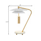 Brass Bended Night Light Postmodern 1 Light Metal Table Lamp with White 2 Tiers Shade and Marble Base Clearhalo 'Lamps' 'Table Lamps' Lighting' 1457770