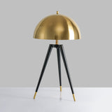 Mid Century Tri-Leg Night Stand Light Metallic 1 Head Living Room Table Lighting with Gold Dome Lampshade Clearhalo 'Lamps' 'Table Lamps' Lighting' 1457774
